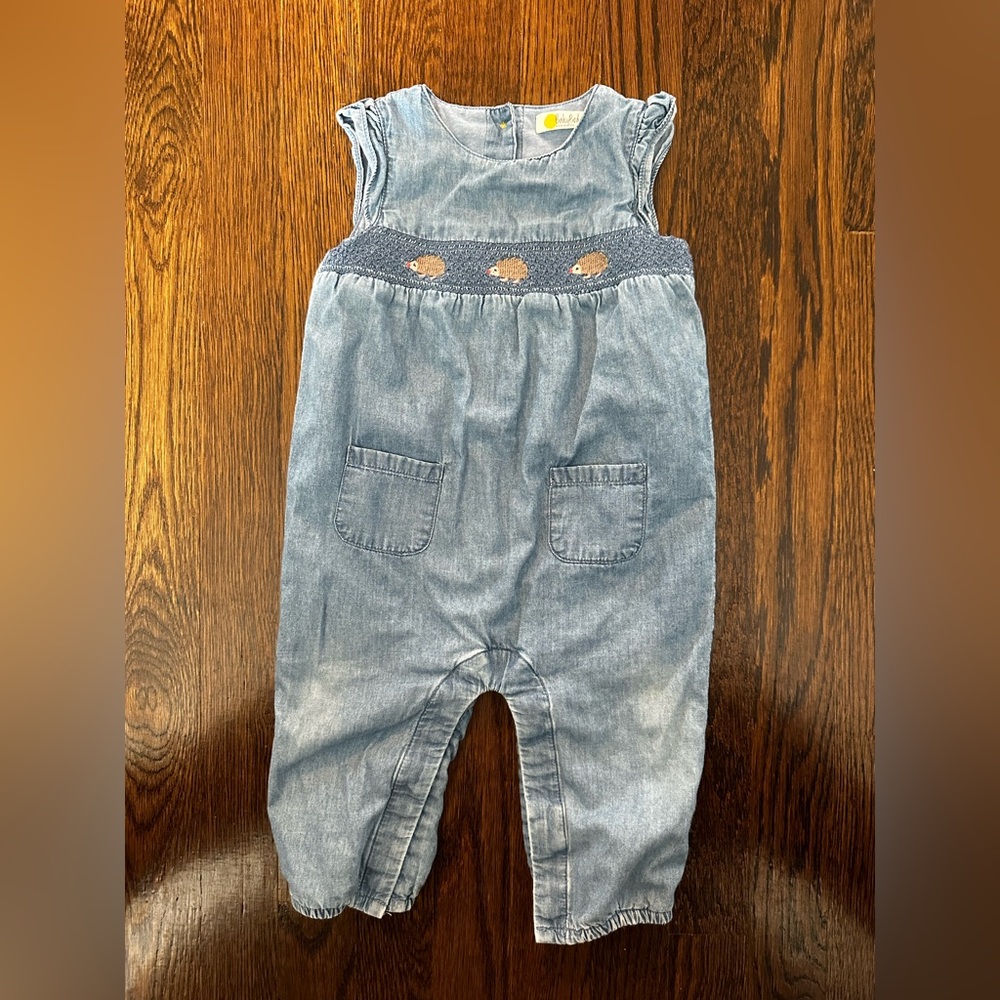 Baby Boden Hedgehog Denim Romper 6-12m